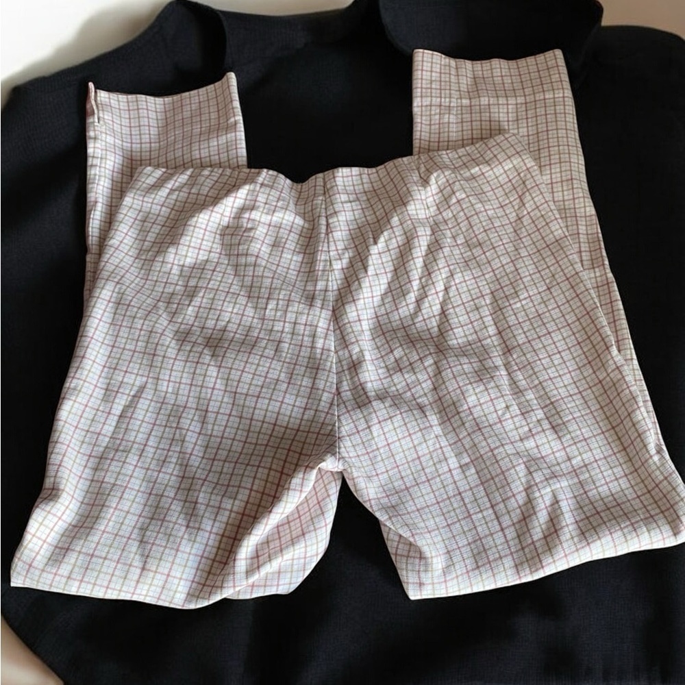 🌟 J. Jill Cotton stretch Pants Cream Tan, White Baby Pink comfy striped pants - Picture 5 of 14
